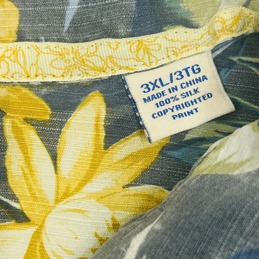 Tommy Bahama Silk Camp Shirt Mens 3XL Big Tall Tropical Floral Palm Island Aloha